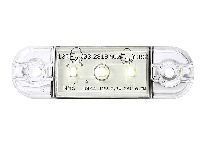 WAŚ LED marker lamp white with 3 LED's - suitable for 12 and 24 volt use - car, trailer, tractor, truck, camper and more - EAN: 5901323111549