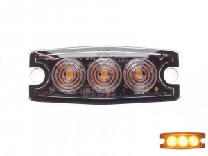 Ultradünner 3 LED Blitz ORANGE zur Aufputzmontage - flaches Modell für den Kühlergrill oder Heck Ihres PKW, LKW, Anhänger, Traktor und mehr - verwendbar für 12 & 24 Volt - EAN: 6090429260226