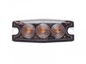 Ultradünner 3 LED Blitz ORANGE zur Aufputzmontage - flaches Modell für den Kühlergrill oder Heck Ihres PKW, LKW, Anhänger, Traktor und mehr - verwendbar für 12 & 24 Volt - EAN: 6090429260226
