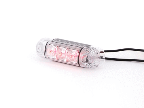 WAŚ W61 LED markeringslamp rood - helder glas - markeringslamp die geschikt is voor 12 en 24 volt gebruik - toepasbaar op aanhanger, vrachtwagen, trailer, camper, caravan, tractor en meer - EAN: 5907465127202