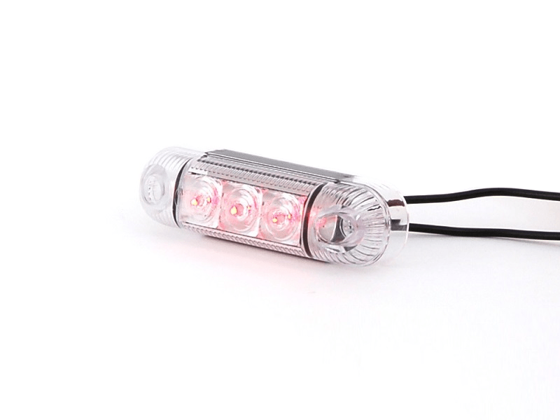 WAŚ W61 LED markeringslamp rood - helder glas - markeringslamp die geschikt is voor 12 en 24 volt gebruik - toepasbaar op aanhanger, vrachtwagen, trailer, camper, caravan, tractor en meer - EAN: 5907465127202