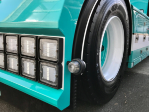 Truck rear bumper with DANISH LED side lamp clear glass - color warm white 3000K