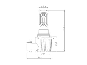 Dimensions ADL00165 - HB3 - 9005 LED lamps
