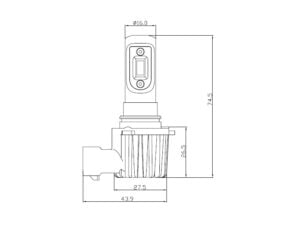 Afmetingen ADL00166 - HB4 - 9006 LED lampen