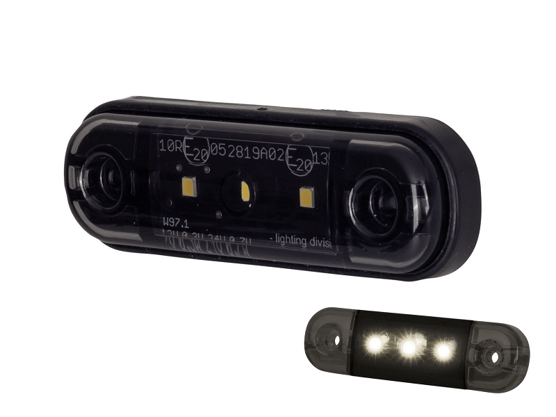Strands Dark Knight Markierungsleuchte weiß mit 3 LED's - geeignet für 12 & 24 Volt - für Auto, Anhänger, LKW, Anhänger, Wohnmobil und mehr - EAN: 7323030187101
