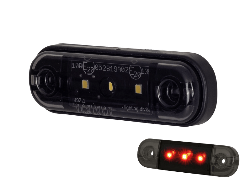 Strands Dark Knight Markierungsleuchte rot mit 3 LED's - geeignet für 12 & 24 Volt - für Auto, Anhänger, LKW, Anhänger, Wohnmobil und mehr - EAN: 7323030187118