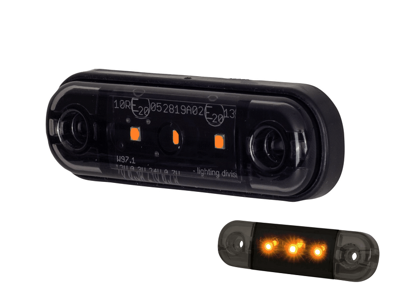 Strands Dark Knight Markierungsleuchte orange mit 3 LED's - geeignet für 12 & 24 Volt - für Auto, Anhänger, LKW, Anhänger, Wohnmobil und mehr - EAN: 7323030187125