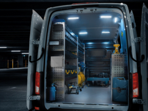 Van with LED lighting in the loading space of the bus - complete with built-in interior - suitable for Volkswagen, Mercedes, MAN, Iveco, Fiat, Ford and other models