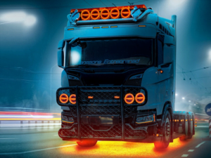 Scania Next Gen vrachtwagen met diverse soorten LED verlichting gemonteerd van het merk Strands - EAN: 7323030191603
