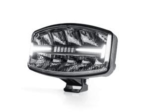 Tralert Atlas 320+ LED Scheinwerfer mit WEISSEM und ORANGEM LED Standlicht und Blitz – geeignet für 12- und 24-Volt-Betrieb – 1 LUX auf 340 Meter – mit Polycarbonat-Linse – ECE R148 – ECE R149 – ECE R65 – ECE R10 / CISPR 25 Klasse 3 – EAN: 8720364581923