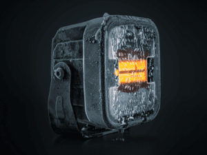 Strands HEAT Arbeitsleuchte 70W Arbeitsleuchte mit beheiztem Glas, damit kein Frost an die Leuchte gelangt - Aluminium-Arbeitsleuchte mit LED Standlicht in der Farbe ORANGE/ROT - Strands 809265- Strands SIBERIA XP HEAT ARBEITSLEUCHTE - geeignet für 12 und 24 Volt - EAN: 7323030192471