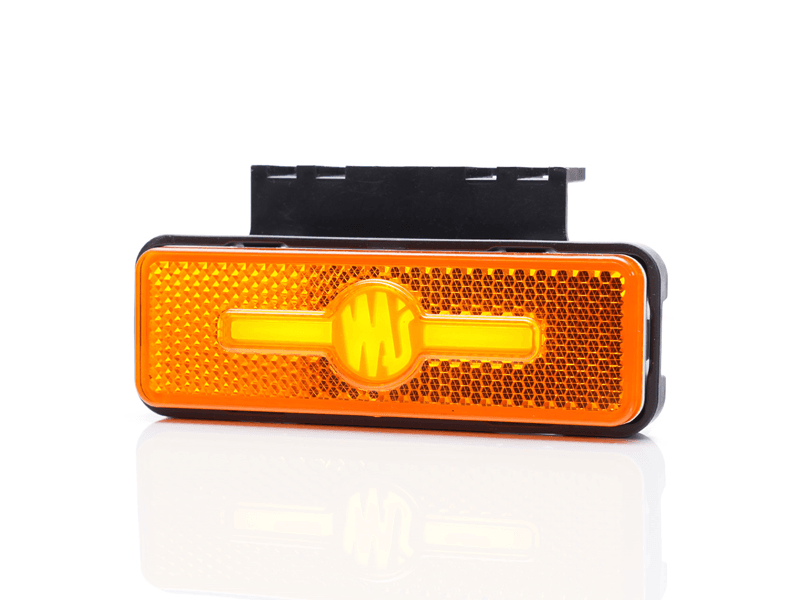 Markierungsleuchte WAŚ W254 LED ORANGE – Lampe LED mit integriertem Reflektor und ECE-R148-Gütezeichen – WAŚ 2033 – Lampe ist für 12- und 24-Volt-Betrieb geeignet – EAN: 5903098130305